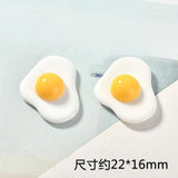 60pcs 22*16MM Food Egg Shape Flatback Resin Cabochons