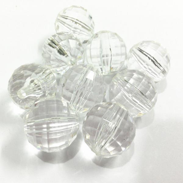 Clear Transparent Acrylic Faceted Beads - Choose Size First
