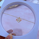 A-Z Initials Heart Plated Necklace Enamel Alphabet Pendant Flower Necklace