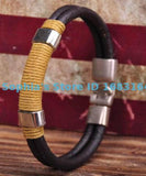 Surfer Hemp Leather Hand Wrap Men's Wristband Bracelet Cuff