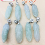 Burmese Ajadeite Corn Pendant Necklace 925 Sterling Silver Jade Chain