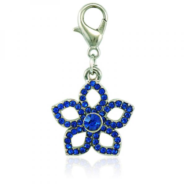 12PCS Flower Petals Lobster Clasp Charms Rhinestone Pendant DIY Jewelry Making
