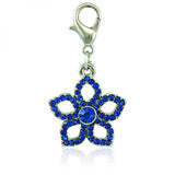 12PCS Flower Petals Lobster Clasp Charms Rhinestone Pendant DIY Jewelry Making