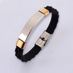 SHOUMAN Punk Titanium Steel Bracelet Couple Engraving Silicone Stainless Steel