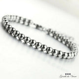 Stainless Steel Smooth Ball Beads Bracelet Chain 99 S0533