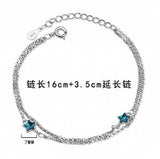 925 Sterling Silver Star Zirconia Bracelet Adjustable Chain for Women