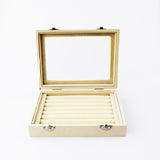 Beige Velvet Ring Display Box Earring Organizer Jewelry Tray