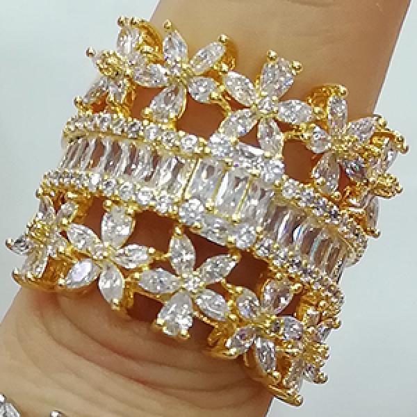 CZ Wedding Ring Set Bridal Engagement Jewelry CZ Full Finger Ring