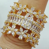 CZ Wedding Ring Set Bridal Engagement Jewelry CZ Full Finger Ring