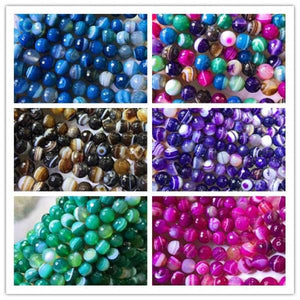 10mm Blue/Red/Purple/Brown Agate Round Faceted Beads 14-inch