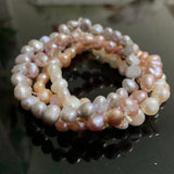Baroque Freshwater Pearl Elastic Bracelet - Pink Lavender