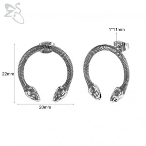 Punk Snake Pendant Hoop Earring Skull Cross Round Vintage Ear Jewelry