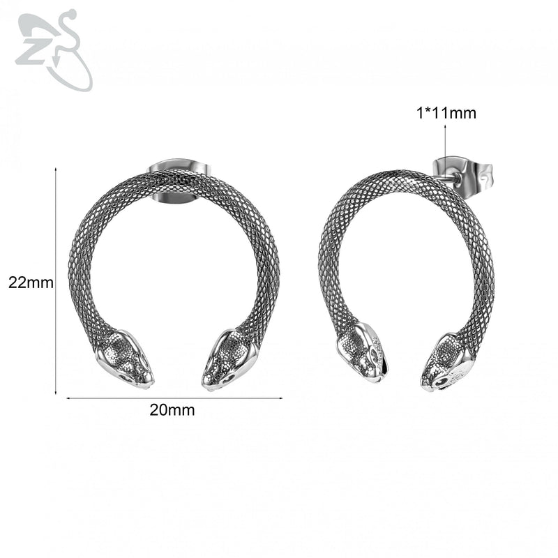 Punk Snake Pendant Hoop Earring Skull Cross Round Vintage Ear Jewelry