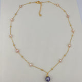 Natural Freshwater Pearl Necklace 18K Plated Big Round Pearl Pendant