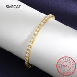 2.5-6.5MM Full Moissanite Tennis Bracelet S925 Silver 18K Yellow Diamond