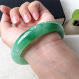 Zheru Jewelry Natural Burmese Jade Two-Tone Bracelet 54-64mm