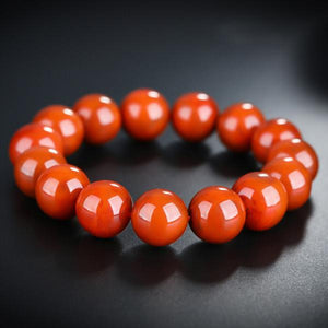 Zheru Agate Chalcedony Red Bead Bracelet Men Women Jewelry