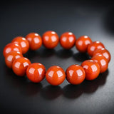 Zheru Agate Chalcedony Red Bead Bracelet Men Women Jewelry