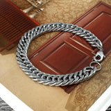 Wide Stainless Steel Bracelet, Hip-hop Style, Unisex