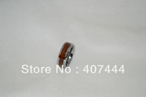 8mm Silver Tungsten Ring with Rosewood Inlay - Hot Promotion