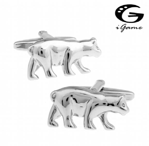 iGame Bear Cuff Links Silver Novelty Animal