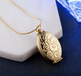 Floral Carved Oval Locket Pendant Necklace