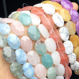 Natural Oval Faceted Agates Jades Amazonite Howlite Crystal Stone Beads