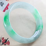 Zheru Jewelry Natural Jadeite Bracelet Green Bicolor 54-62mm Princess Gift