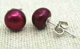 11mm Claret Freshwater Pearl Earring S925 Silver