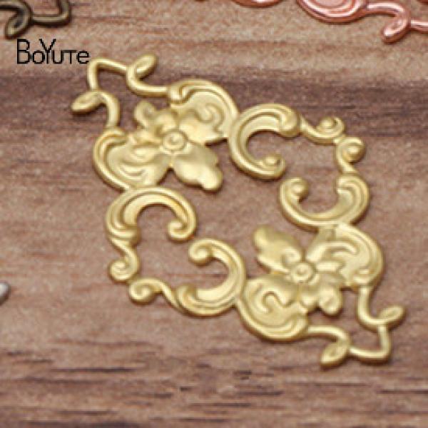 BoYuTe 23*36MM Metal Brass Filigree Plate Flower Charms (100 Pieces)