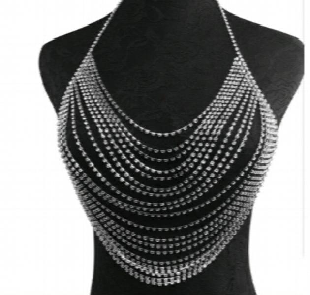 Punk Multilayer Tassel Body Chain Long Necklace For Women