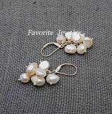 Baroque Freshwater Pearl Dangle Earrings Silver Set