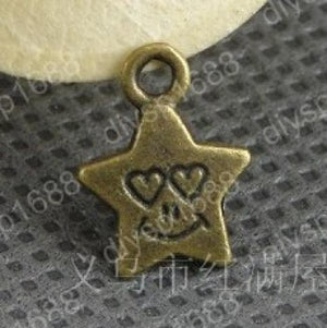 200pcs Alloy Bead Antique Bronze Star Charms Pendants