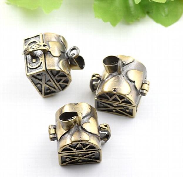 6pcs Bronze Heart Jewel Case Locket Pendants Charms #22742