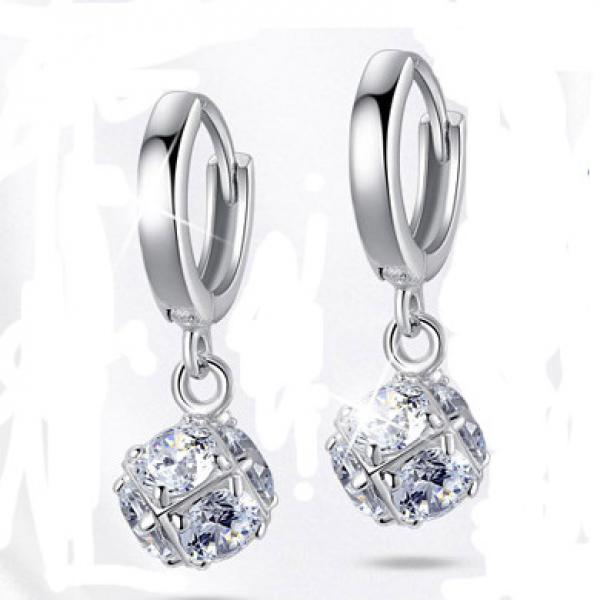 Arrival CZ Zircon 925 Sterling Silver Ladies Stud Earrings Jewelry