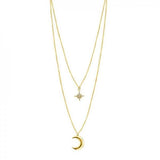 925 Silver Star Moon Pendant Necklace for Women