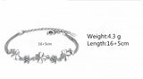 925 Sterling Silver Crystal Clover Anklets for Women