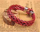 10 Red Lot Surfer Double 6mm PU Leather Bracelet Men's Cuff