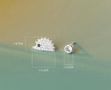 925 Silver Eye Hedgehog CZ Earrings Animal Jewelry