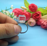 5 Sets 10*10mm Ball Square Glass Globe with Bronze/Silver Plated Ring Set