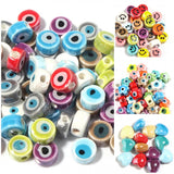 10Pcs Double Face Ceramic Evil Eye Beads for Jewelry Making