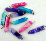 Mixed Natural Stone Pillar Pendant Set for DIY Jewelry Making