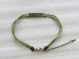 24PCS Bronze Peace Link Green Velvet Bracelets #23534