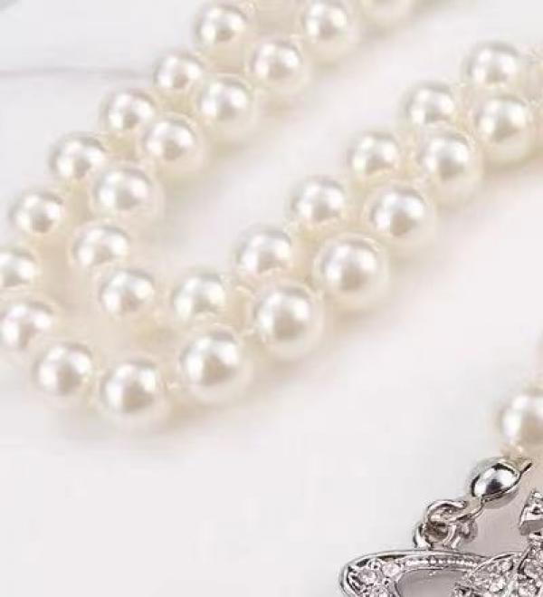 Three-Layers Pearl Saturn Necklaces Choker Clavicle Chain For Women