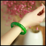 Zheru Burmese Emerald Green Bracelet 54-64mm