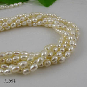 Rice AA Freshwater Pearl 3-4MM Full Strand DIY Necklace Bracelet Earring