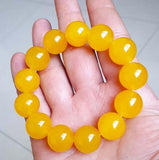 Zheru Agate & Chalcedony Yellow Bead Bracelet