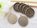 60pcs Vintage Round ClockTime Pendant Charm DIY Jewelry Accessory