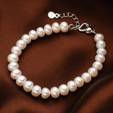 Pearl Charm Bracelet Crystal Ball 925 Sterling Silver Jewelry