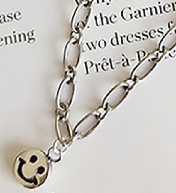 925 Silver Smile Face Pendant Bracelet for Women